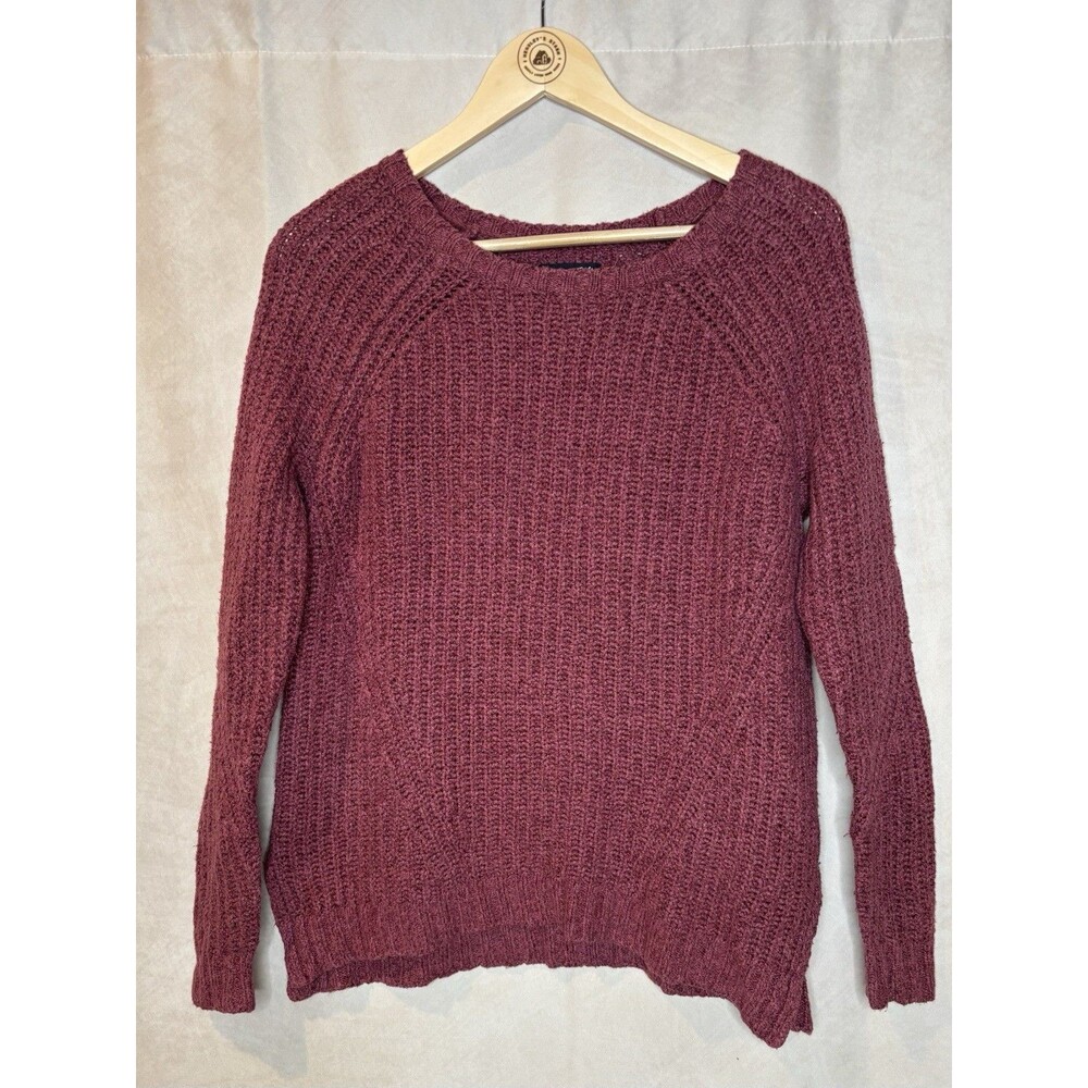 American Eagle Purple Knit Sweater Small Soft Crewneck Cozy Pullover